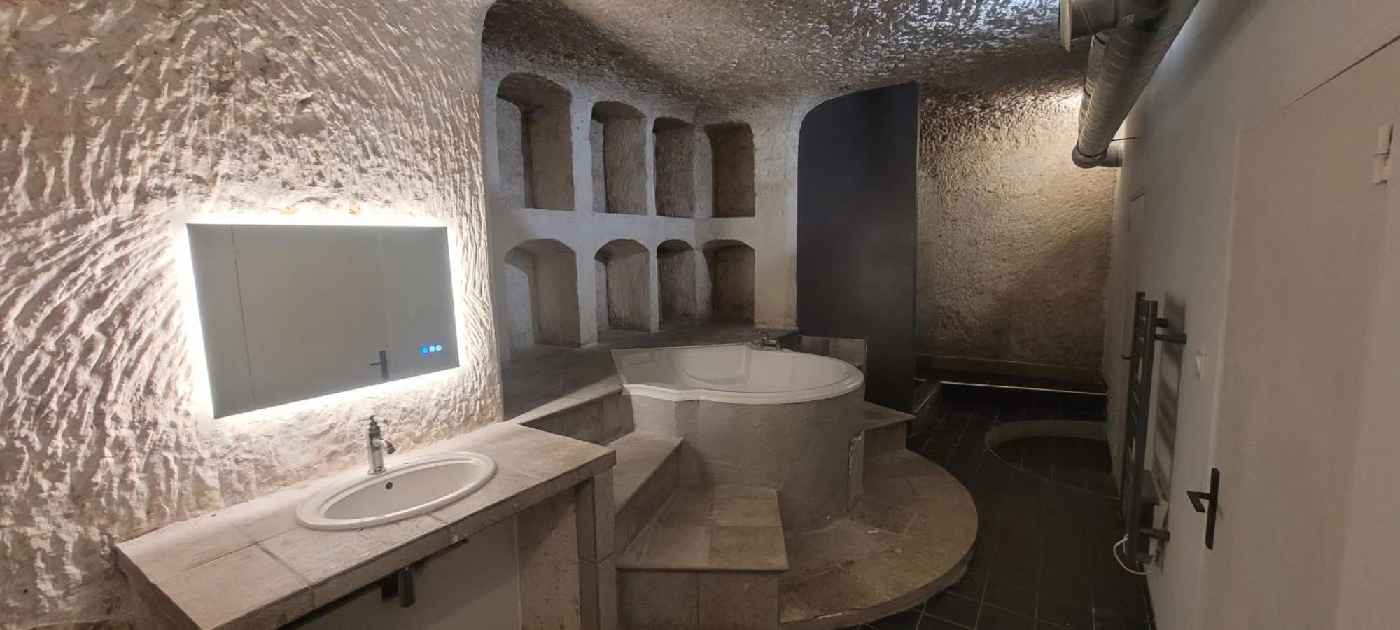 Troglodyte Baths Daire Saint-Étienne-de-Chigny Dış mekan fotoğraf